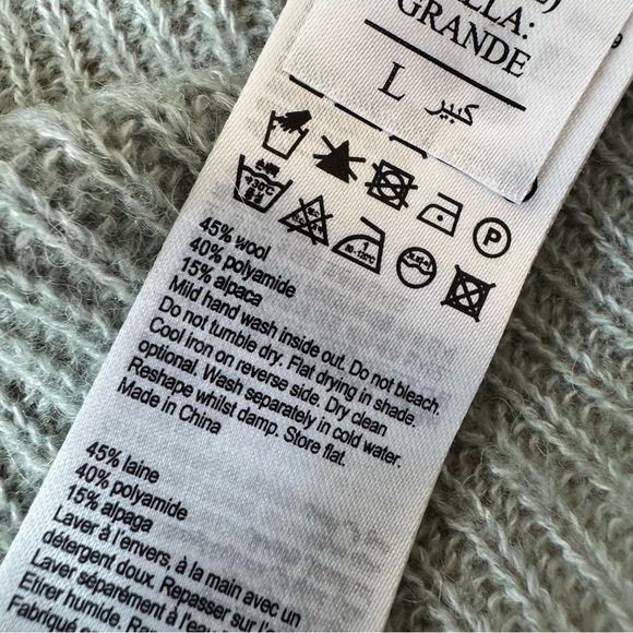 NWT Allsaints Large Leanne Crop Top Green Bay Knit Wool Alpaca Blend - Picture 4 of 9